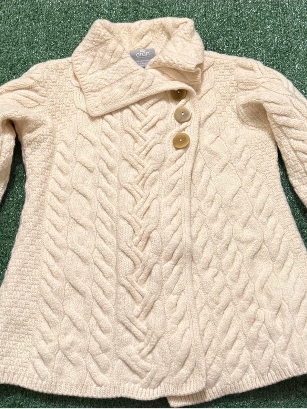 Cream Cable Knit Turtleneck Sweater - Women's